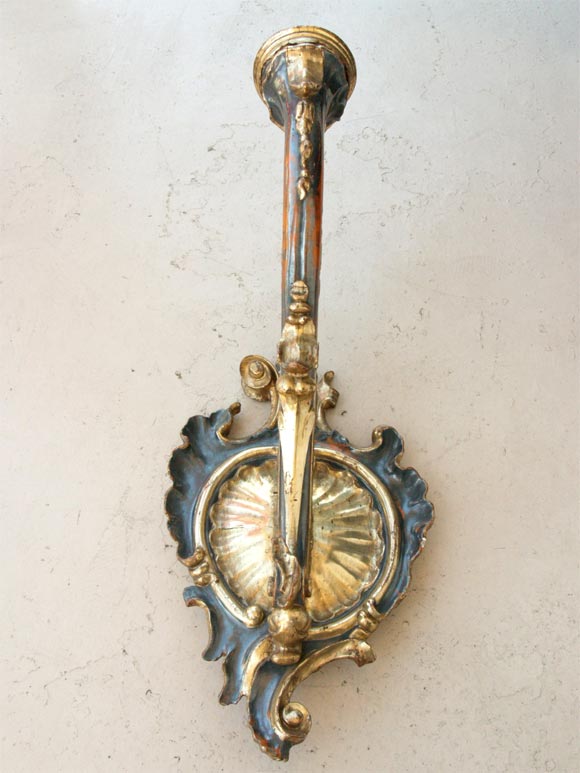 Giltwood PAIR OF TUSCAN LARGE SCALE WALL SCONCES For Sale