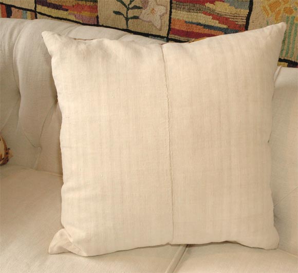 1940S MUSTARD & BROWN CREWEL WORK PILLOWS WITH LINEN BACKING 5