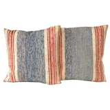 19THC RAG RUG  PILLOWS/ BLUE AND PINK COLORS
