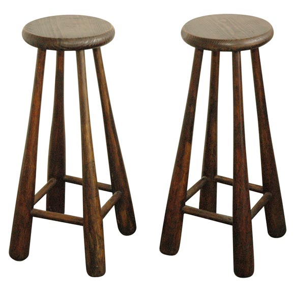 PAIR OF VINTAGE BASEBALL BAT BAR STOOLS