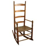19THC NEW ENGLAND LADDERBACK ROCKING CHAIR IN ORIGINAL SURFACE