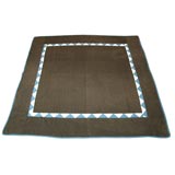 Vintage AMISH PLAIN QUILT FROM OHIO WITH BLUE&WHITE INNER SAWTOOTHBORDER