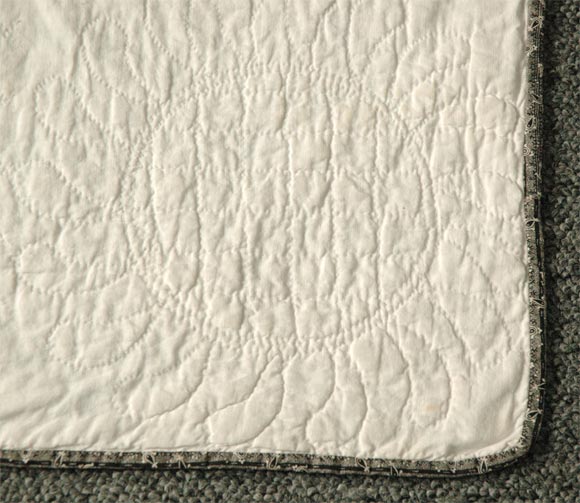 19THC BLACK&WHITE CALICO TREE OF LIFE(RARE) QUILT 1