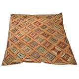 19THC  EARLY WOOL AND PAISLEY FABRIC  LOG CABIN COMFORTER  QUILT