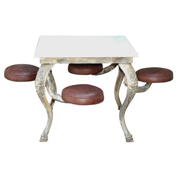 19th Century Cast Iron Table with Seats