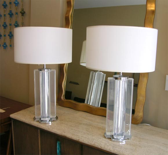 Pair of Lucite Lamps - Karl Springer