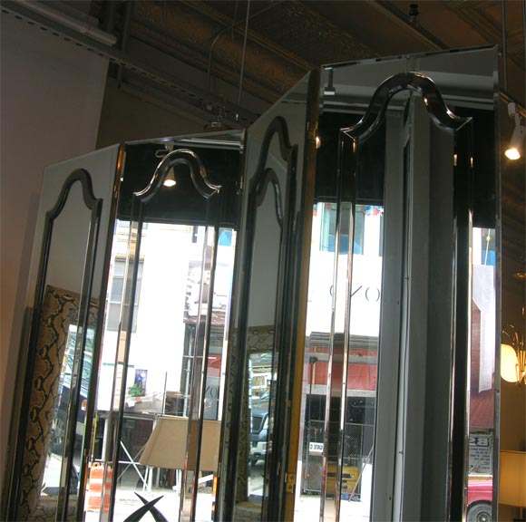 Late 20th Century 4 Panel Custom Mirrored Screen
