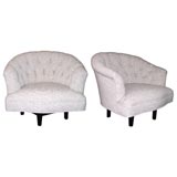 Pair of Swiveling Tufted-Back Lounge Chairs by Edward Wormley