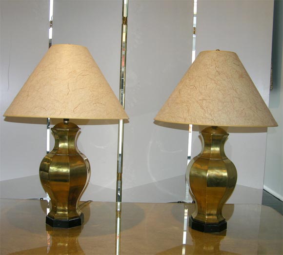 Pair of table lamps in solid brass by Chapman Lighting, American 1960's