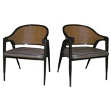 Pair of Lounge Chairs in Laminated Ash by Edward Wormley