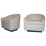 Pair of Barrel Back Lounge Chairs by Ward Bennett