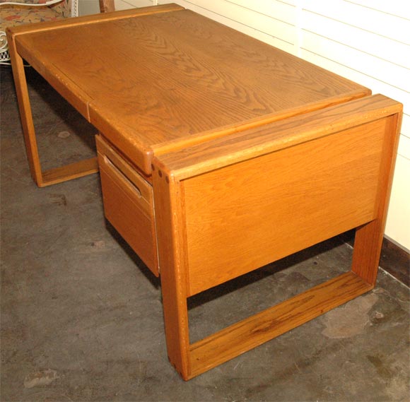 Late 20th Century Oak Craftman Desk By Lou Hodges