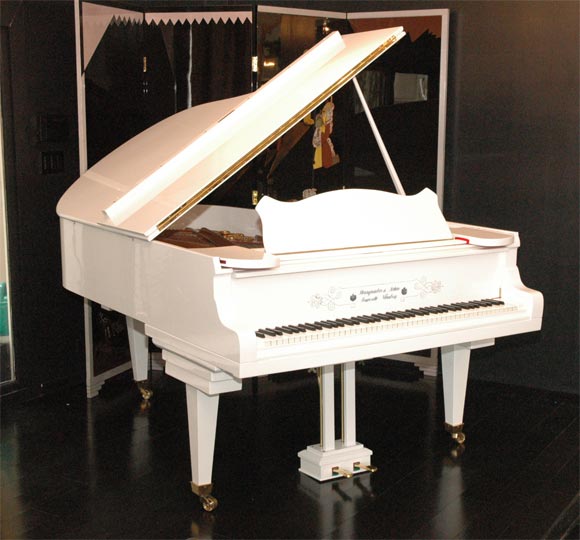 Very unique white piano, plays exquisitely.<br />
Completely Refurbished in 2006<br />
Cast-Iron Frame, Repetitions Mechanics<br />
Original Hammers used with New Abel Felt and Original Base Strings, Steinway Soundboard