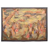 Cubist  Day At The Races Aubbusson Tapestry