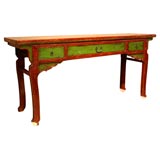 Red and Green Lacquered Chinese Altar Table
