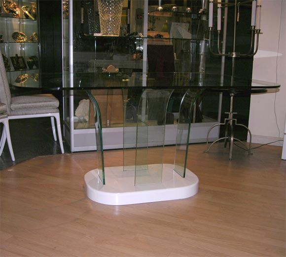 American Modernage Glass Dining Table For Sale