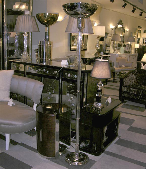 Exceptional Nickel and Glass Rod Torchiere