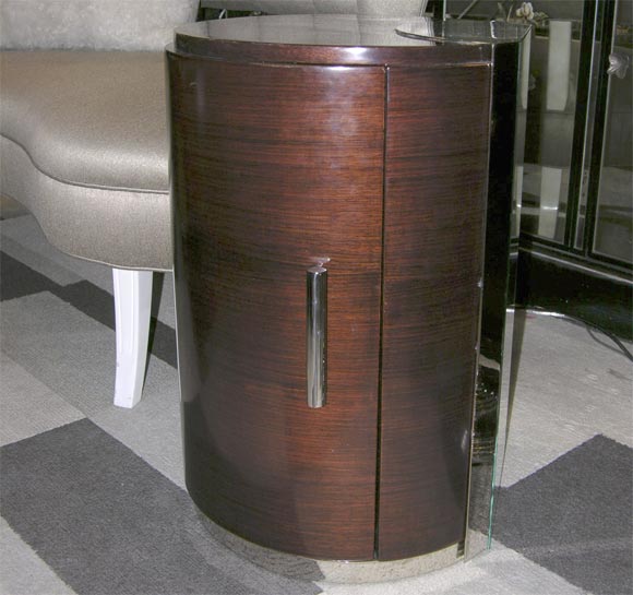 Rosewood & Mirrored Machine Age End Table