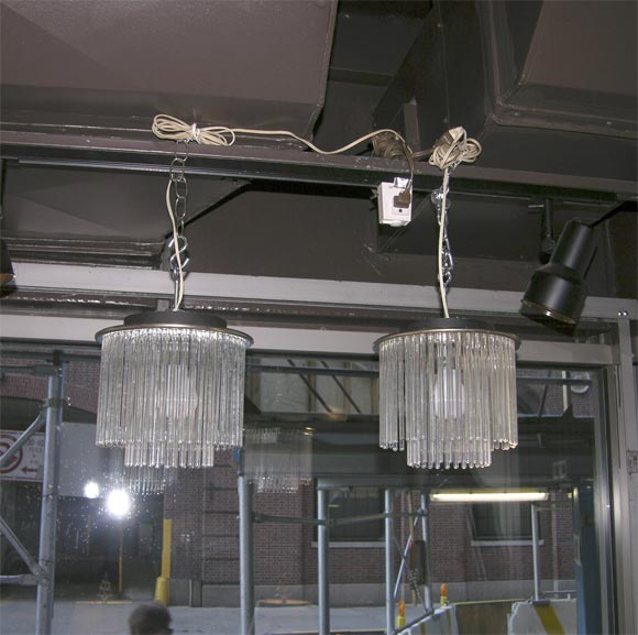 Glass Rod and Chrome Light Fixture at 1stDibs