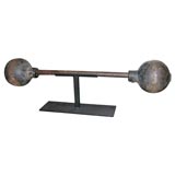 Antique American Iron Dumbell on Custom Stand.