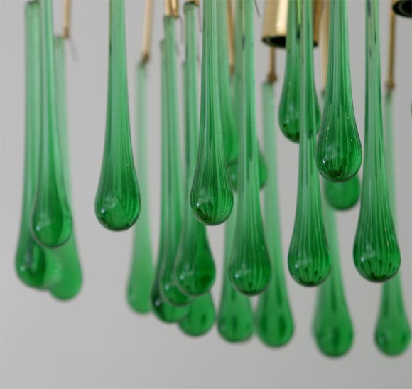 Glass Italian Green Drops Small Chandelier.