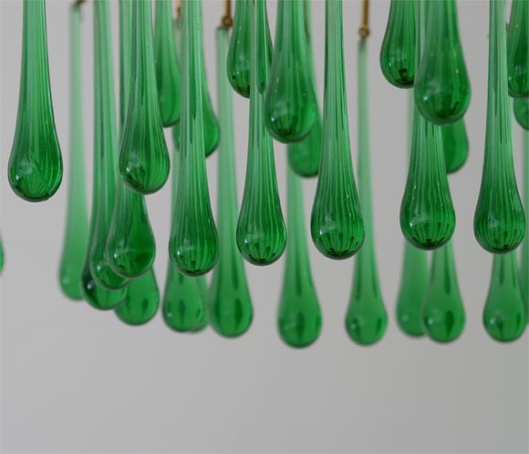 Late 20th Century Italian Green Drops Small Chandelier.