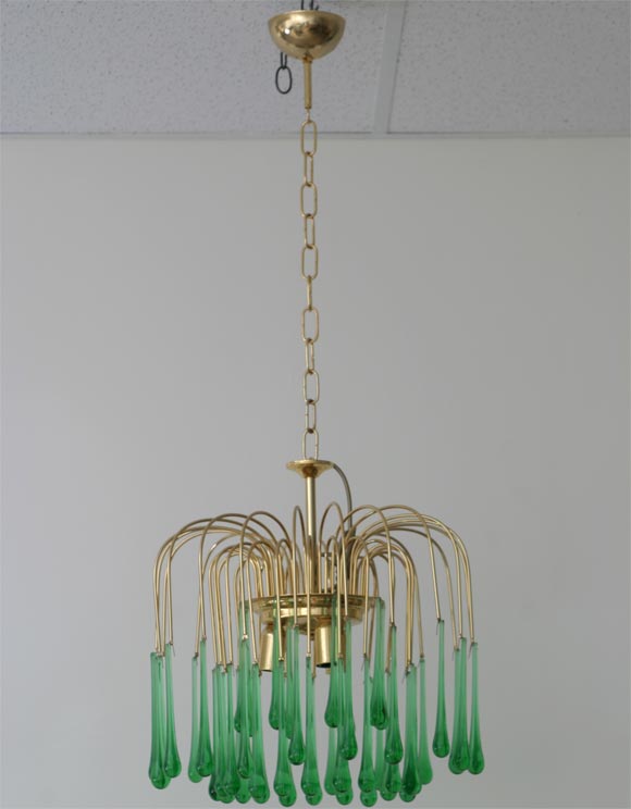 Italian Green Drops Small Chandelier. 4