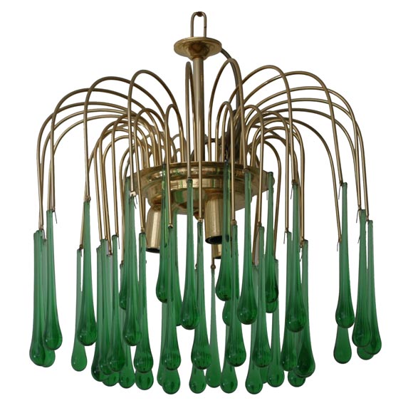 Italian Green Drops Small Chandelier.