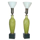 PAIR OF 1940'S ROOKWOOD TABLE LAMPS WITH FLORAL MOTIF