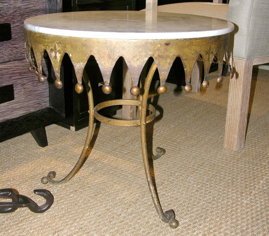 Marble top harlequin tole table
