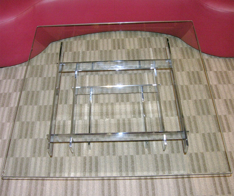 Chrome and Glass Cocktail Table by Zaruch For Sale 1