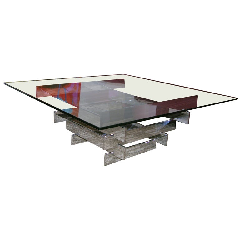 Chrome and Glass Cocktail Table by Zaruch For Sale