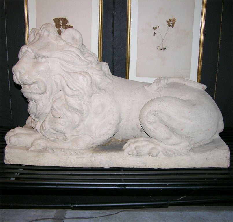 Pair of 19th century terracotta lions