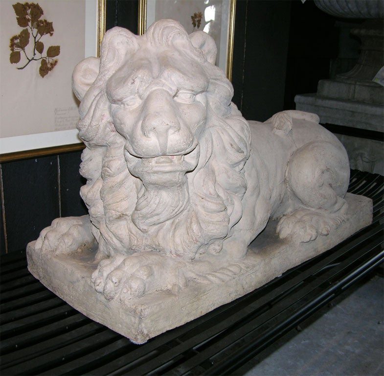 19th Century Pair of Terracotta Lions For Sale