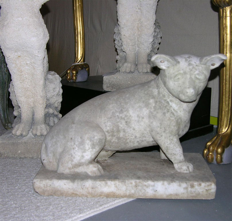 Carved Marble Statue of a Dog