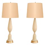 Pair of Opaline Glass Murano Lamps