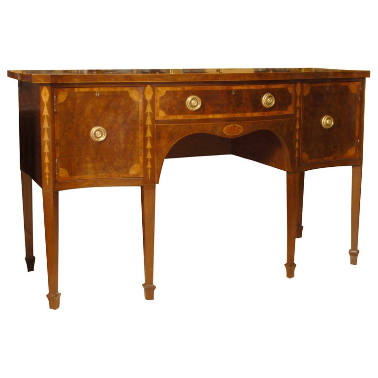 Mahogany Serpentine Sideboard with Gallery Rail, c. 1890 For Sale