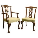 Antique SET of 8 Chippendale-Design Dining Chairs, c. 1880