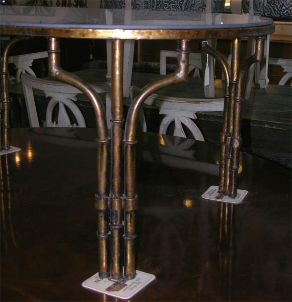 Mirror Top Faux Bamboo Iron Coffee Table 1