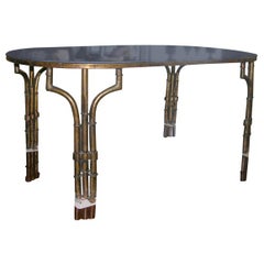 Mirror Top Faux Bamboo Iron Coffee Table