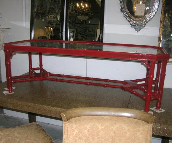 Red Faux Bamboo Coffee Table