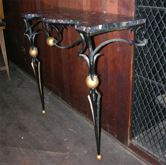 Console Table After Gilbert Poillerat In Excellent Condition For Sale In Stamford, CT