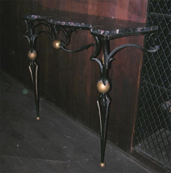 Mid-20th Century Console Table After Gilbert Poillerat For Sale