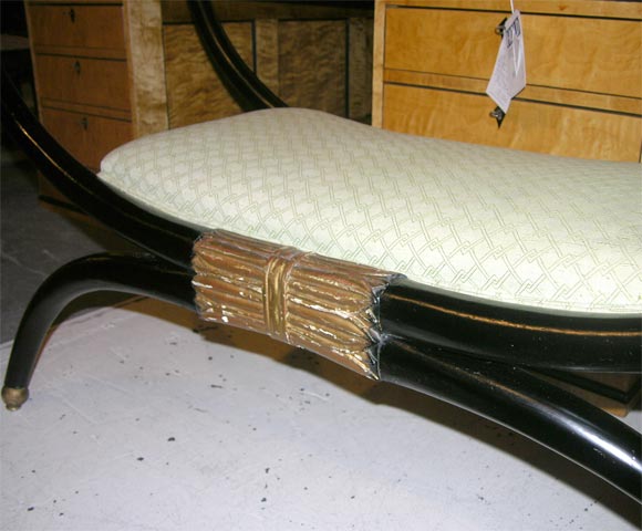 19th Century Regency Ebonized and Gilded Bench