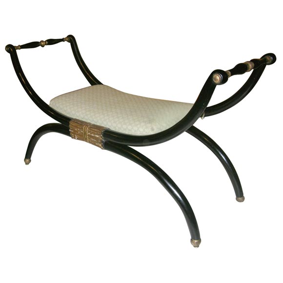 Regency Ebonized and Gilded Bench