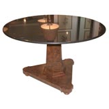 Center Table. Burled walnut base with black marble top.