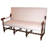 Upholstered Settee with Walnut Frame