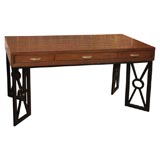 Italian Desk wtih Fretwork Legs and Brass Handles.