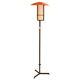 A French Painted Metal and Brass Standing Lamp