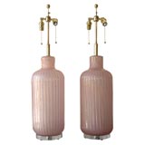 Pair of  Barovier & Toso  Pink Lamps